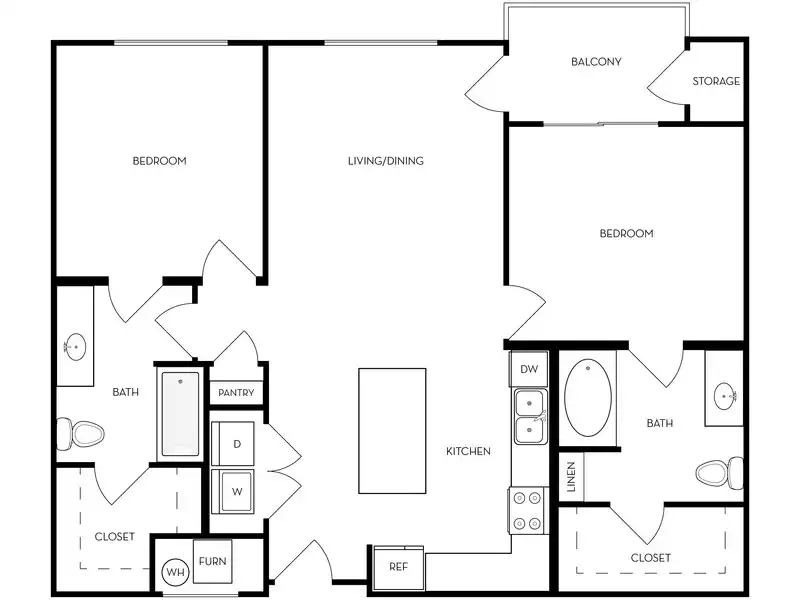 2 Bedroom 2 Bath 1056